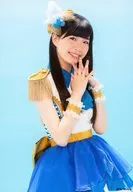 Wake Up Girls! / Yoshinobu Aoyama / Upper body / Costume white. Blue / Tie light blue / Both hands set / Body facing right / Background light blue / Wake Up, Girls! Bromide 2016 SUMMER