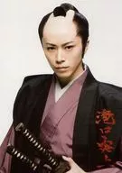 Tomoki Hirose / Upper-body, Wafuku, Black, Purple, White, Left-hand Sword, Background White / Stage' Takiguchi Enjo' Bromide