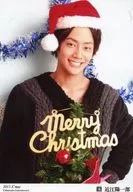 D2 / Chikachi Koyo Ichiro / Parte superior del cuerpo, vestido negro, sombrero de Santa Claus, árbol de Navidad, fondo blanco, "2013 X'mas" / Official photo oficial