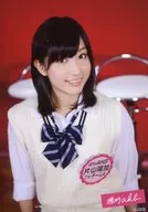 Haruka Katayama / Bust Up, Uniform, Costume White, Ribbon Blue, Face Tilt, Background Red / DVD "Weekly AKB48" Bonus