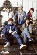 NU' EST / Gather (5 people) / Whole body, sitting in front, white background, front, postcard size / "NU' EST Japan official calender 2016" special Official photo