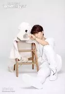 Irino Jiyu / Body, Sitting, Clothing White, Right Hand Pompon, Background Gray, "2015.7.26" / Kiramune Presenta Irino Jiyu 2 nd Live Tour "Unviewed World, Thinking to Connect" Bromide Limited to Fukuoka sede