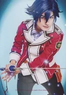 Ryûnosuke Matsumura (Lin Schwarzer) / Above-the-knee ・ Costume red and white ・ Right-hand sword ・ Bent both knees ・ Background blue ・ Character Tomoshot / 3D musical "THE LEGEND OF HEROES: TRAILS OF COLD STEEL" Bromide