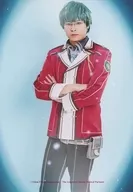 Ryo Hatakeyama (Makias レーグニッツ) / Above the Knees, Costume Red and White, Arm Work, Background Blue, Character shoot / 3D Musical "THE LEGEND OF HEROES: TRAILS OF COLD STEEL" Bromide