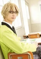 Hiroki Nakada (Yayoi Spring) / Kneecaps, Seats, Green Costumes, Seats, Character Actor Shot / Six Gravity School Ver. / Stage 「 2.5 Dimension Dance Live 「 Tsukiuta. 」 Stage TRI! SCHOOL REVOLUTION! ver. BLACK/ver. WHITE 」 Trading Bromide