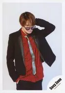 SeXyzone / Fuma Kikuchi / Upper body costume red / black / silver / head / left hand / sunglasses / "ROCK THA TOWN" PV & Jacque shooting off-shot / official Official photo