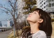 Haruna Kawaguchi / Horizontal, Bust up, Costume Black, Beige, Left Facing, Face Up, Both Eyes Closed / Haruna Kawaguchi Official photo Set Ver. 14
