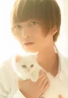 Yoshihide Sasaki / Bust Up / White Costume / Right Hand Cat / Face Left / CD 「 HIDE out ~ SUN ~ (Regular Edition) 」 Animate Special Bromide
