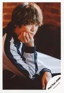 Hey! Say! JUMP / Yuya Takagi / Bust up, sitting, costume 紺白, right cheek stick, body facing right / A. Y. T. "Are You There?" PV & Jacque shooting off-shot / Official Official photo