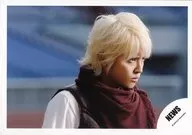 NEWS / Yuya Tegoshi / Horizontal, Bust up, Costume Brown, Red, Stole, Right Facing, Frowning Eyebrows / Official Official photo