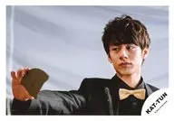 KAT TUN / Yuichi Nakamaru / Horizontal, Bust Up, Costume Black, Bow Tie, Fragment of Right Hand, Left Eye View, Background Grey / Official Official photo