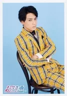 Super Express / Yusuke Fukuda / Above the Knees, Sitting, Costume Black and Yellow, Check, Arms Arrangement, Body Facing Right /' Yusuke's Birthday 20 th Birthday Anniversary' Official photo Suit ver.