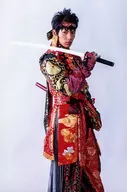 Gaku Matsuda / Above-the-knee, Costume Red, Black, Gold, Facing Right, Right Hand Sword, Background White, Postcard Size / Blue Shuttle Produced' Yukimura' - Sanada Senki - Official photo Set A (Yukimura Set)