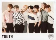 BTS / Gathering (7 persons) / Horizontal Type / Above the Knee / Costume Pink / White / Gray / Eye Left / Background Beige / Size (80 x 110) / CD 「 YOUTH 」 Venue Reservation Special Photo