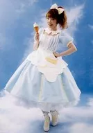 Aya Uchida / Whole Body / Costume Water-Colored White / Left Hand Waist / Right Hand Ice / Background Blue / Aya Uchida OFFICIAL WEBSITE Members Only / 「 AYAUC HIDA LIVE2017 ICECREAM GIRL 」 Visitors Only Digital Gacha