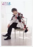 Super Express / Yuki (Yuki MURATA) / Whole Body / Sitting / Costume White / Red / Flower / Chair / Left Facing / Background White / FC Members Only, Valentine & White Official photo Set 38 th