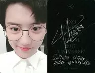 EXO/CHANYEOL(チャンヨル)/シャツ白・体正面・眼鏡・裏面印刷サイン入り/2017 Winter Special Album「Universe」特典トレカ