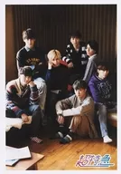 Super Express / Group (7 people) / Whole body, sitting, costume black purple grey, background brown / "CHRISTMAS ONEMAN LIVE FANTASY LOVE TRAIN ～ A rail that connects to your home ～" Official photo 12th edition