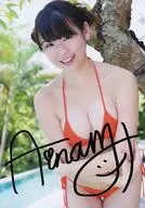 ☆ Miyaze 葵菜 / with handwritten signature / Above-the-knee / Swimsuit Orange / Two handed Crossing / DVD "Lucu" ENTAME (Entertainment) March 2018 issue Special Official photo for applicants