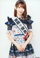 Sakura Miyawaki / Above-the-knee, Costume Gray-blue-black, Flower Pattern / AKB48 General Election Official Guide Book 2018 Special Official photo