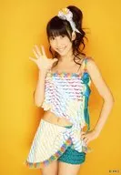 Rina Chikano / Above-the-knee, Costume White, Rainbow Color, Right Hand Par, Left Hand Hip, Background Orange / Official Official photo