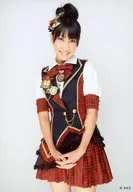 Rina Chikano / Above the Knee / Red Costume / Check Pattern / Uniform / Both Hands Down / Official Official photo