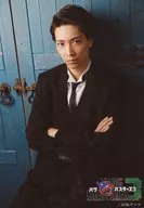 Ryo Kobayashi (Shindo Ikari) / Knee-high, sitting, black costume, arms arrangement, background blue / Stage "Bugbuster's 3" random bromide