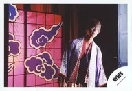 NEWS / Keiichiro Koyama / Horizontal, Upper Body, Costume Purple, Black, Red, Both Hands Down, Eyes Right, Background Red, Black / "KAGUYA" PV & Jacket / Official Official photo