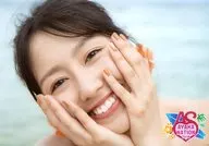 Momoiro Clover Z / Ayaka Sasaki / Landscape / Face Up / Costume Orange / Both Hands Face / Teeth Display / Neck Tilt / 「 Ayaka NATION 2018 in Yokohama Arena 」 NO MATTER WHICH ONE COMES OUT, IT'S A GOOD HIT! ARRYN Official photo