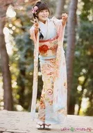 Inori Minase / Whole Body / Kimono Light Blue / Right Hand Piece / Left Hand Goo / Outdoors / "Shiawase Inorimachi Second Townspeople's Assembly ~ Town Thanksgiving Festival ~" Official photo 