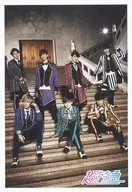 Super Express / Group (7 people) / Whole body / Costume stripe pattern / Floor Dannoe / 3 people sitting in front / "CHRISTMAS ONEMAN LIVE FANTASY LOVE TRAIN ～ A rail that connects to your home ～" Official photo 13th