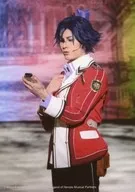 Ryûnosuke Matsumura (Lin Schwarzer) / Live photo, above the knees, costume red and black and white, uniform, left hand raised, body left facing, Character Tomoshot / 3D musical "THE LEGEND OF HEROES: TRAILS OF COLD STEEL" DVD, venue reservation privilege bromide