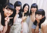 TOKYO GIRLS' STYLE / Gathering (5 persons) / Horizontal type / Above the knee / White of costume / Piece / Both hands cheeks / Closed eyes / Back curtain / Special Official photo