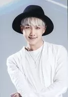 BTS / RAP MONSTER / Upper body / Costume White / Black Hat / Left Hand Bending / Background Grey / 「 BTS 1 st Anniversary Limited Shop in Shibuya Marui 」 I NEED U Original Photo