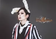 Ryo Taguchi (Rabbit) / Horizontal, Bust up, Costume Black, White, Red, Facing Left, Showing Teeth, Background Black / Stage "Where is Alice's Love?" Team Bromide