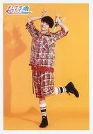 Super Express / Yuki (Yuki Murata) / Whole Body / Red Costume / Both Hands Lifted / Bent Left Foot / Yellow Background / "Super Express Pop Up Store" GOLDEN EPOCH SPECIAL Official photo takuya PRUDUCE Ver. (Shibuya-only)