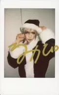 ☆ SHIVA / Satoru Karino / with handwritten signature ・ Bust up ・ Costume black and white ・ Santa Claus ・ Right Hand Fist ・ Left Hand Hat / Raw Cheki