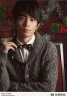 D-BOYS / Tetsuya Makita / Bust Up / Costume Grey / Shirt White / Bow Tie / Right Hand Lifting / Mouth Closure / Wall Brick Brown / "2012. X' mas" / Official Official photo