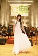 Rie Tanaka / Whole body, white costume, flower decoration on the head, background orchestra, billboard / Official Official photo