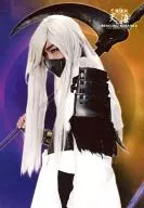 Masashi Taniguchi (Tenkai) : Upper body, White costume, Left side, Right hand Scythe : Character Actor Shot / Stage "Sengoku BASARA Samurai Heroes - 咎狂 Aishi-Kizuna -" Official Official photo