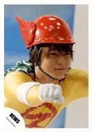 NEWS / Takahisa Masuda / Bust up ・ Costume yellow ・ Both hands goo ・ Helmet ・ Furoshiki on back / Official Official photo