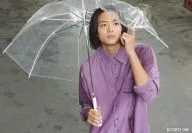 Ryo Ryusei / Horizontal, Upper Body, Purple Costume, Double-Hand Umbrella, Closed Mouth, Eye View Right, Gray Background / Official photo Set ver. 6