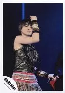 KinKi Kids / Koichi Domoto / Live Photo / Knee-High / Costume Black / Left Hand Microphone / Right Hand Raised / Right Facing / Background Black / Official Official photo