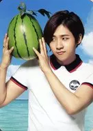 B1A4/CNU(シヌゥ)/上半身・両手スイカ・持ち上げ・視線左・裏面「B1A4 SUMMER HOLIDAYS」/韓FUN LIVE 2015 B1A4 トレーディングカード