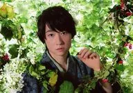 Yuki Kedoin / Yokogata / Bust-up / Kimono-gray / Left-handed / Background-grass / Butai 「 Gokujyo Bungakuso Maze 」 Random Bromide