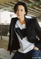 Ryo Ryusei / Above the Knee / Jacket Black / Inner Black and White / Right Hand Fence / Left Hand Pocket / Background Fence / Official photo Set ver. 2