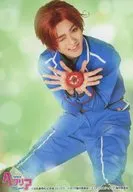 Ryoki Nagae (Italian) / Whole body, costume blue, sitting, tomato in both hands, Character Tomoshot / Musical 『 Hetaria ~ Singin' in the World ~ 』 Random Bromide