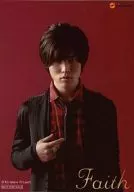 Miyu Irino / Upper Body, Costume Black / Red / Right Hand Breast / Background Red / CD "Faith" Special Bonus Bromide