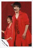 Hey! Say! JUMP / Yuri Chinen / Live Photo / Above the knees / Red costume / Earphones / Microphone / Rear bush / Red background / Official Official photo