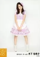 木下有希子/全身・服装粉色白色・格子图案・两手前/"女仆装Part2"/"2012.01"/个别生写真